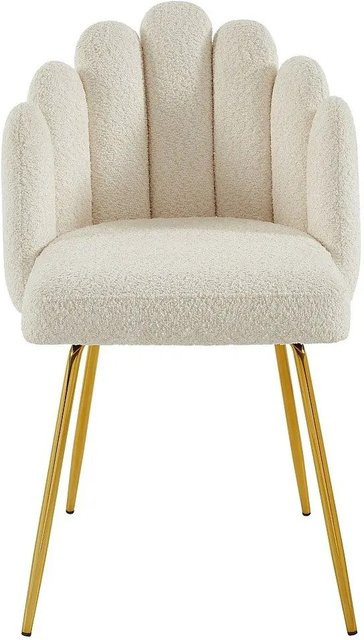 Pascal MORABITO Stuhl Altinam in Cremefarben mit Bouclé-Stoff und goldfarbenem Metallgestell, Breite: 55 cm, Tiefe: 55 cm, Höhe: 55 cm - Bild 1