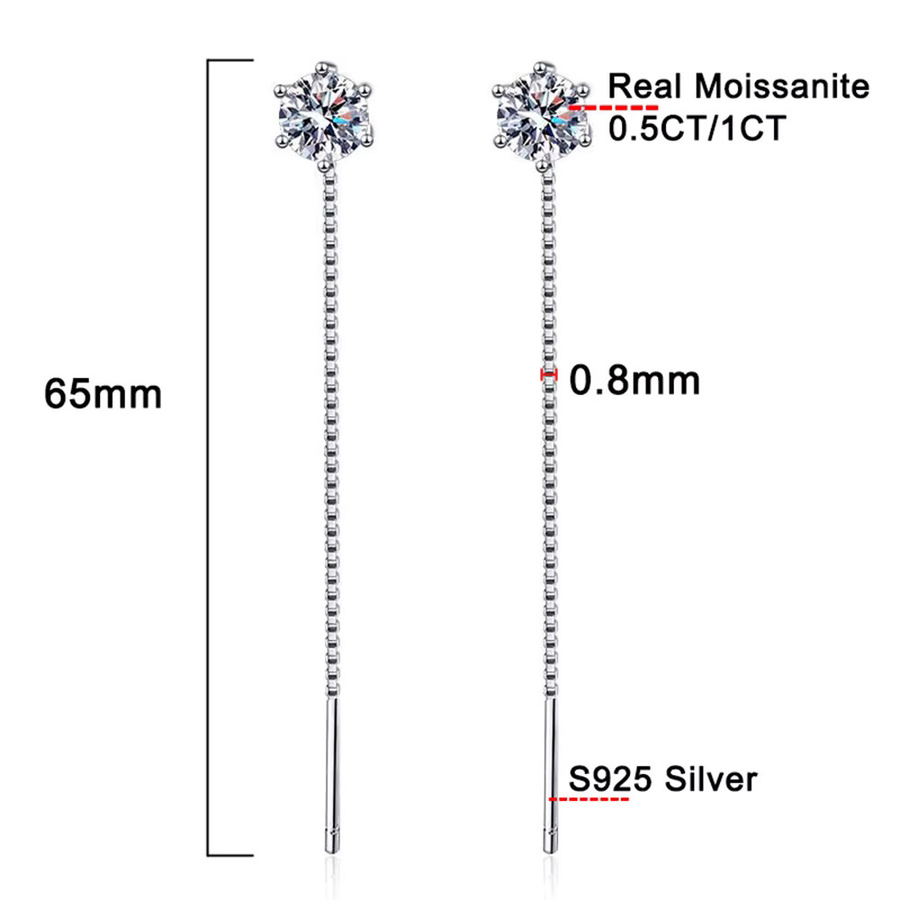 ROBUKF Ohrhänger 925 Silber, Moissanit-Diamant, Damen - Bild 2