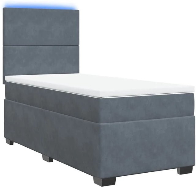 vidaXL Boxspringbett mit Matratze in Dunkelgrau aus Samt mit USB-Ladeport und Unterbettbeleuchtung B/T/H: 80 x 200 x 140,5 cm - Bild 1