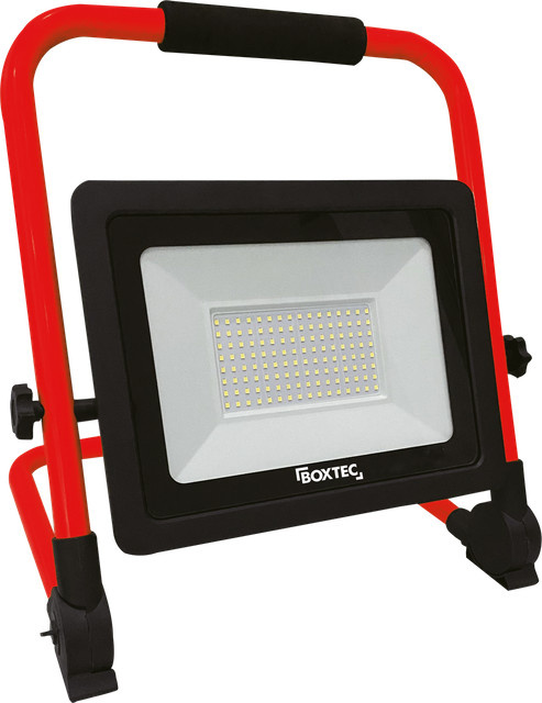 BOXTEC LED Arbeitsleuchte Baustrahler 100W mit 8000lm und 6500K Kaltweiß, IP65 wetterfest, verstellbar und faltbar aus Aludruckguss für Werkstatt und Außenbereich - Bild 1