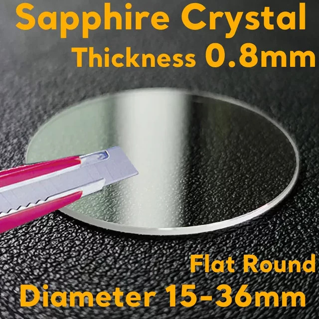DAHASE Uhrenglas Saphir, 0,8 mm Dicke, 15 mm–36 mm Durchmesser, Weiß, Unisex - Bild 1