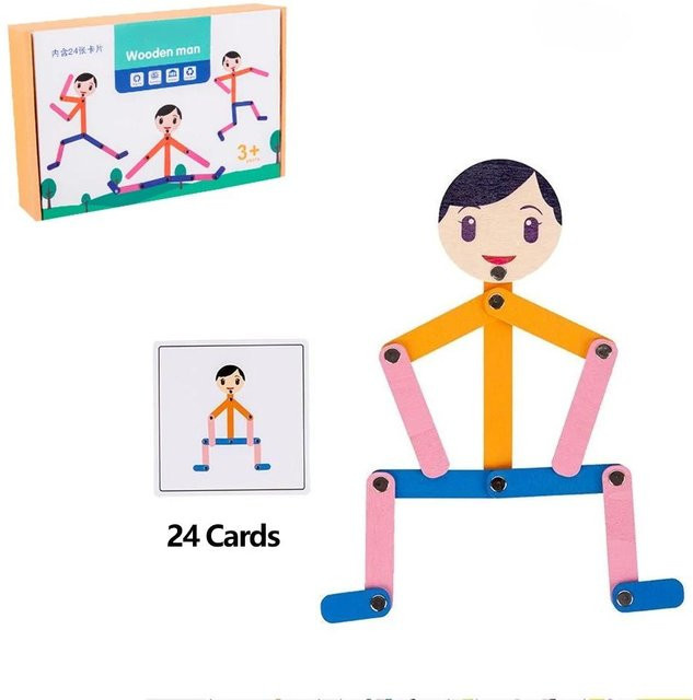 Wucifang Bags Montessori Holz Sportler Form Spiel, Lernspielzeug, ab 3 Jahre - Bild 1