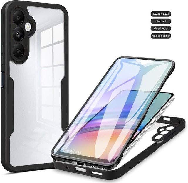 Stoßfeste 360° Vollschutzhülle mit Displayschutz für Samsung Galaxy A55 A34 A54 A35 A25 A15 A53 A33 A13 A14 A52 5G in Schwarz und Transparent - Bild 1