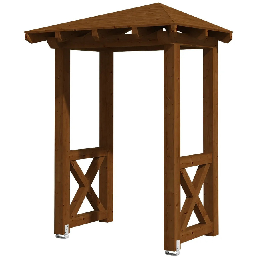 Skan Holz Haustür-Vordach Wesel 4 aus nordischer Fichte, Farbe Nussbaum braun, B/T: 188 x 126 cm - Bild 3