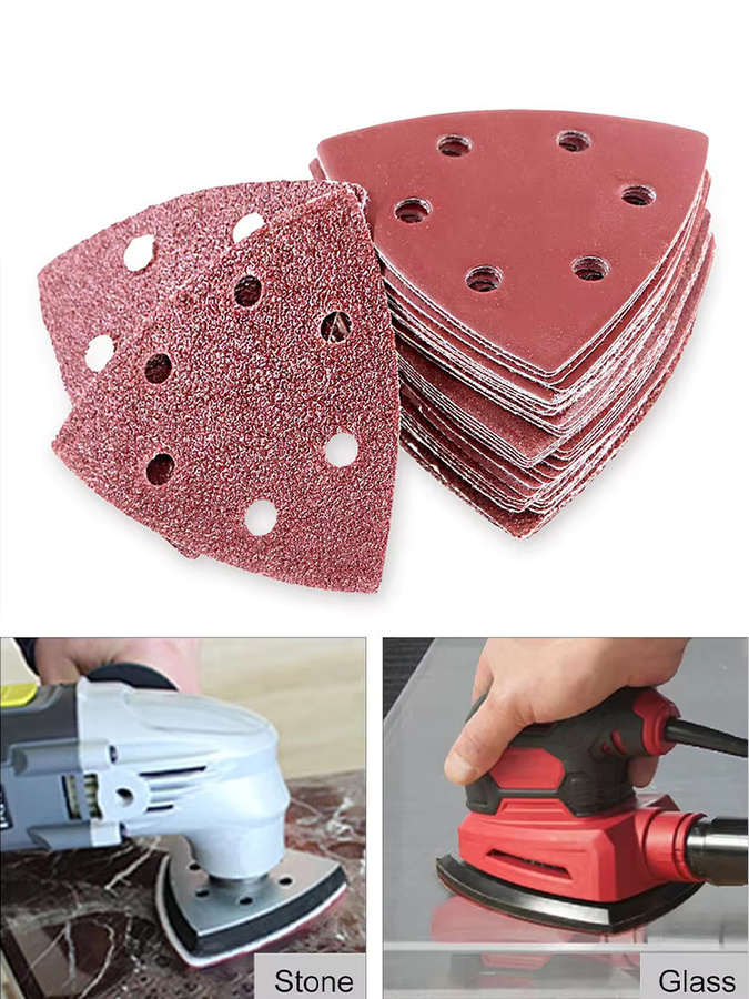 Vibratite Schleifpapier-Set für Multischleifer mit Klettverschluss, 60 Stück, Körnungen 40–1200, dreieckig, B/B/H: 9 x 9 x 0,9 cm, für Holz und Metall - Bild 7