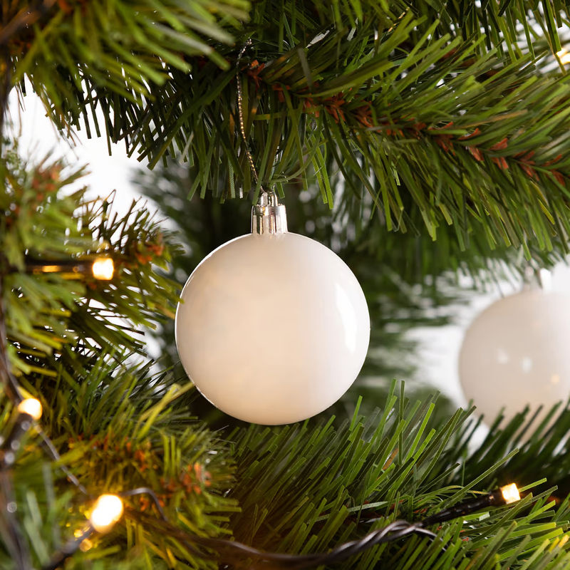 Casaria Weihnachtskugeln in Weiß, 24-teiliges Set aus Kunststoff, matt, glänzend und glitzernd - Bild 2