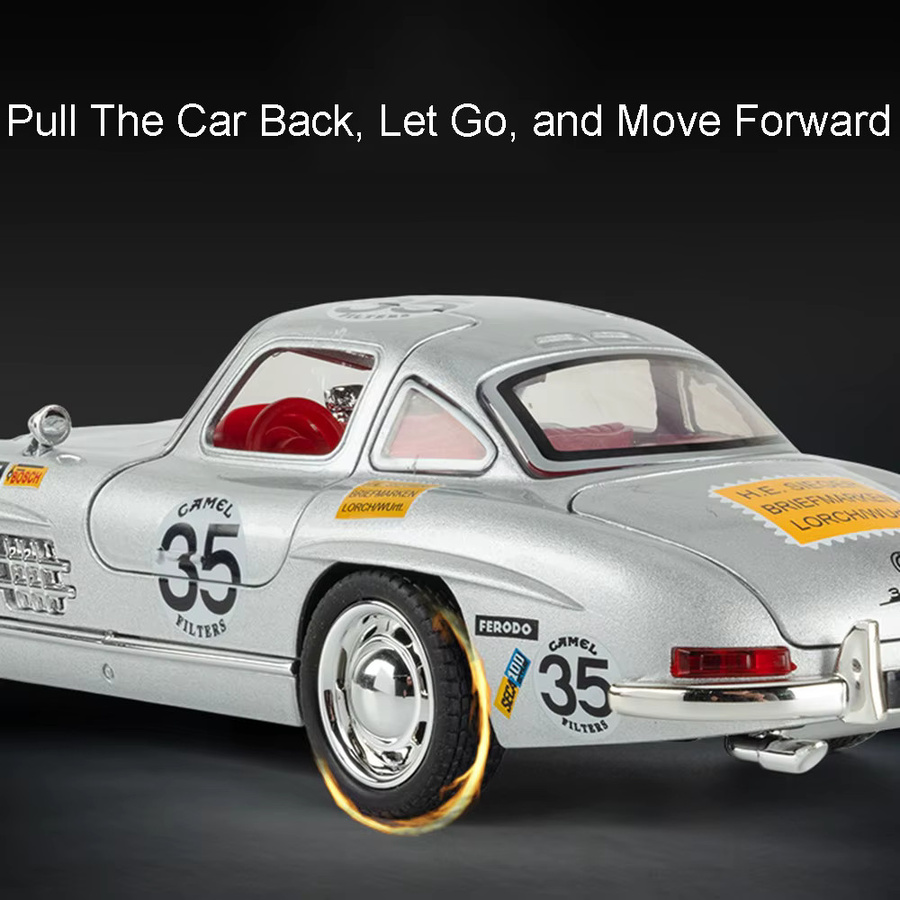 MAKEDA 300SL Oldtimer-Spielzeugmodell, Maßstab 1:32, Metall, Licht, Türen geöffnet - Bild 2