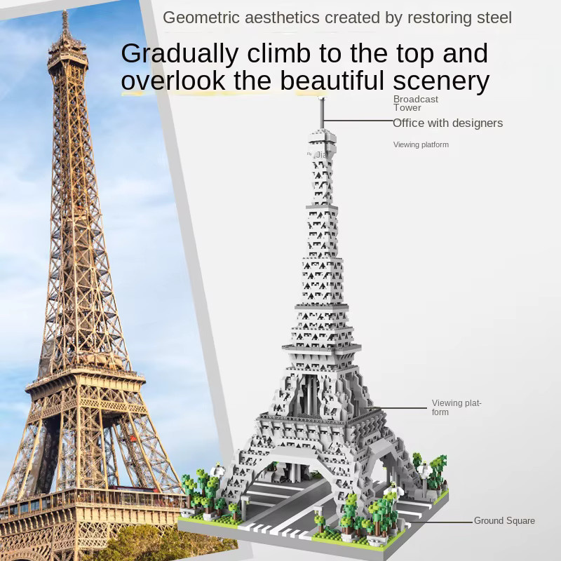 KNYYSECQ Paris Eiffelturm Mikropartikelblock, Gebäudemodell, Montage - Bild 2