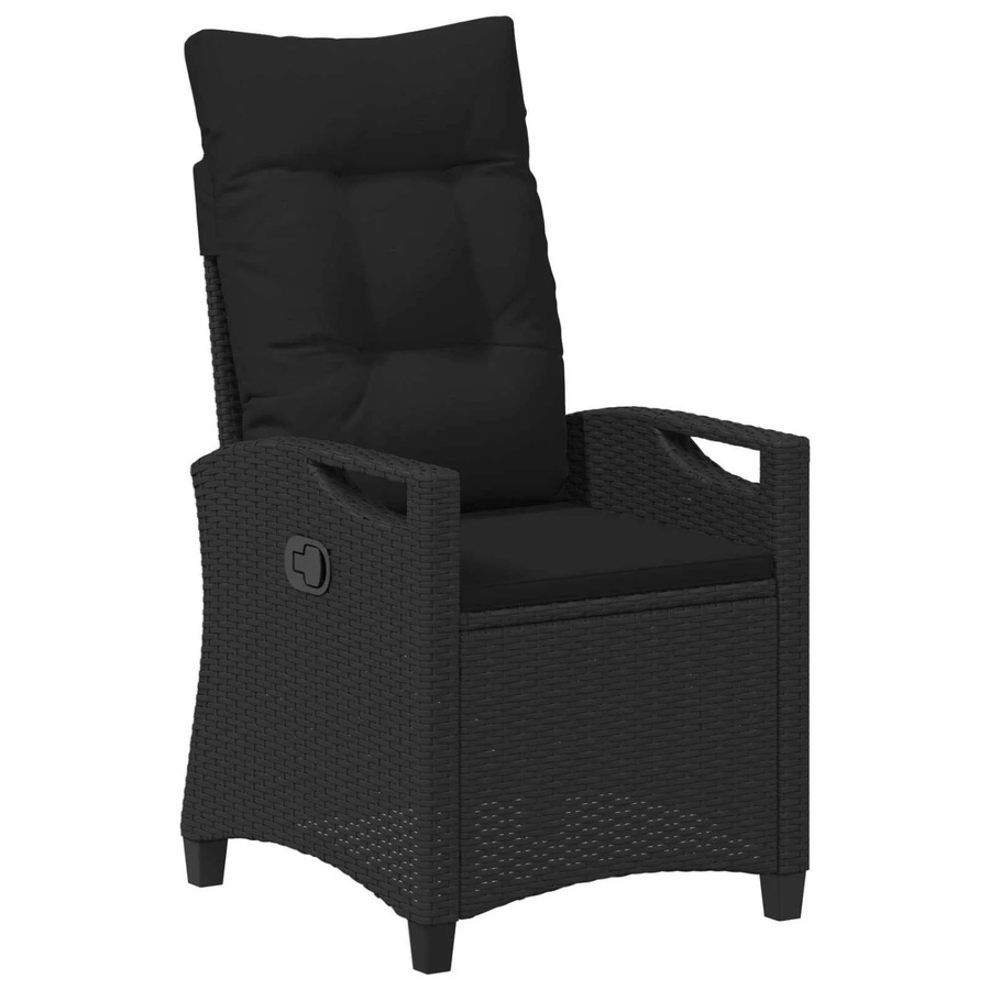 vidaXL Verstellbarer Gartenstuhl aus Poly-Rattan in Schwarz mit Armlehnen und Kissen, B/T/H: 56 x 60 x 112 cm - Bild 2