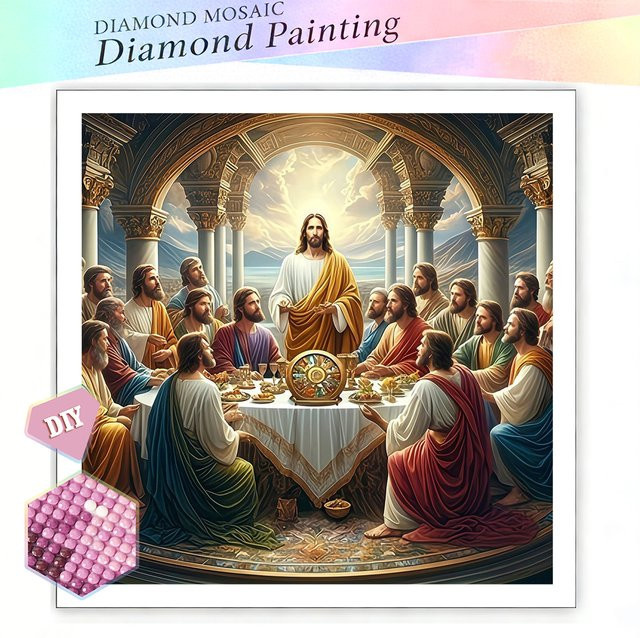 EverShine DIY Diamantmalerei Das letzte Abendmahl 5D Vollbohr-Stickerei Mosaik Motiv Jesus in Multicolour B/B/B: 20 x 20 x 20 cm - Bild 1