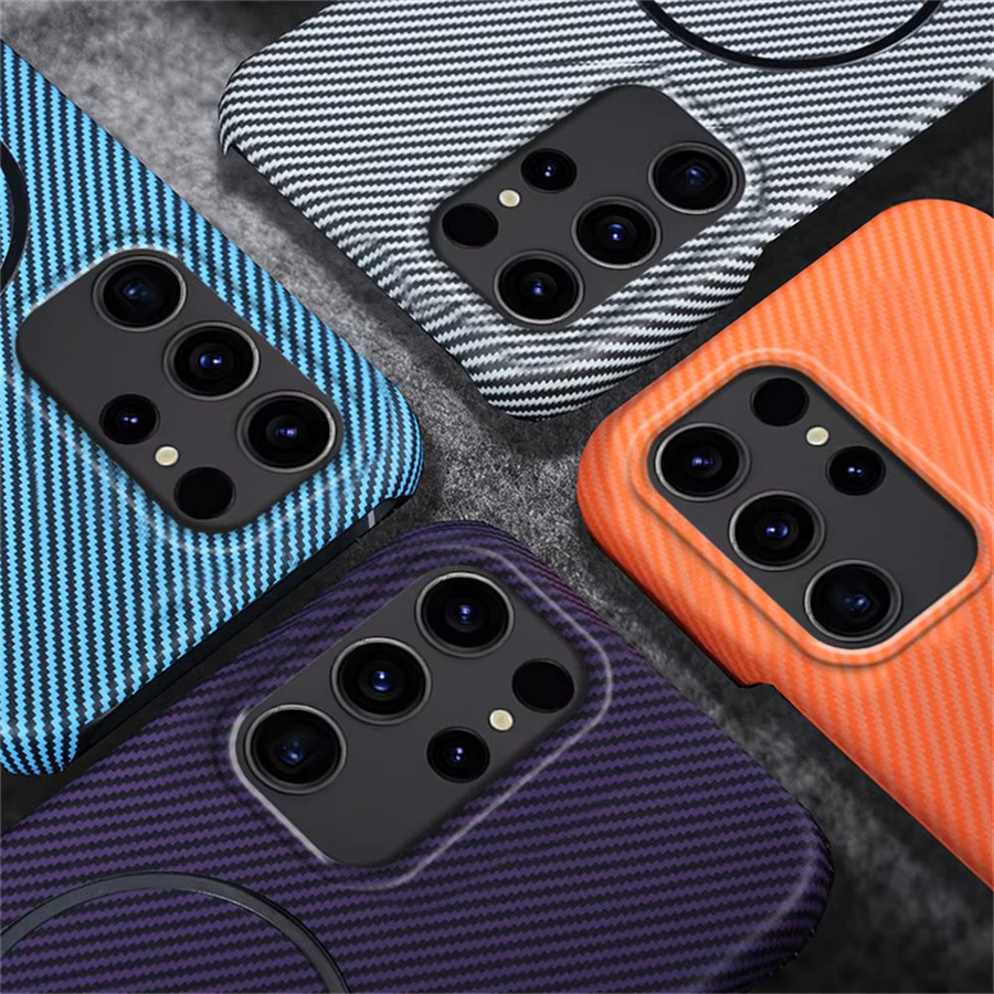 Stoßfeste Carbon Fiber Magnetische Schutzhülle für Samsung Galaxy S22 S23 S24 S25 S26 Ultra Plus in Purple - Bild 3