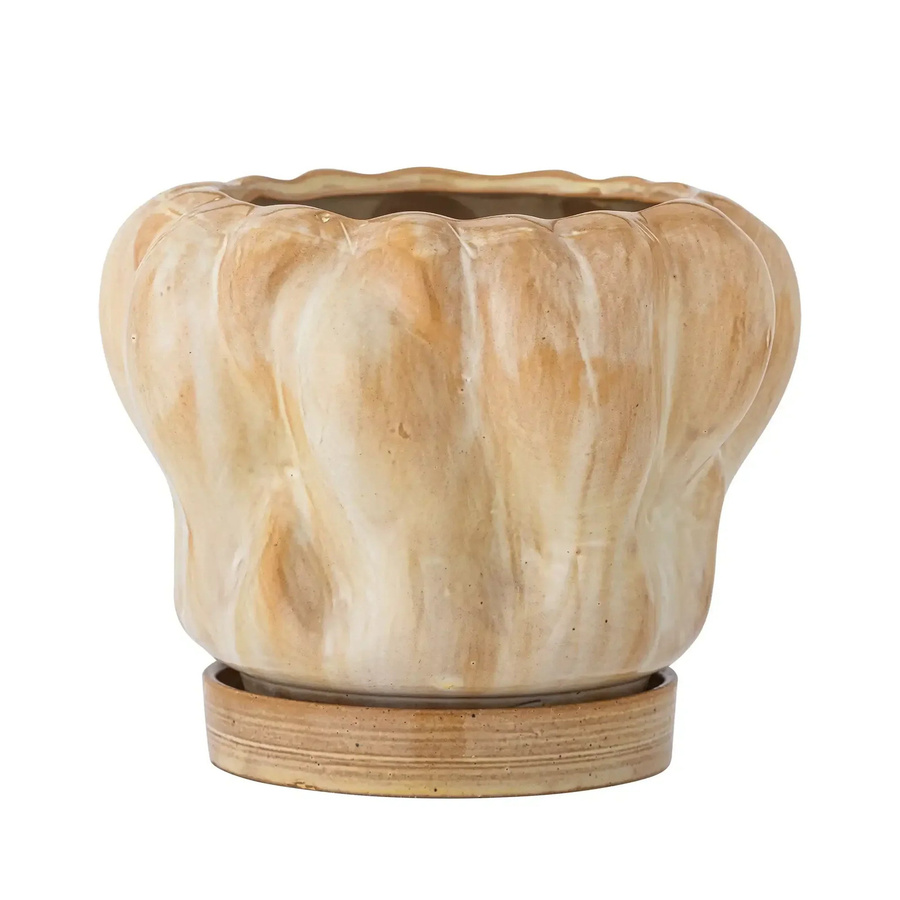 Bloomingville Keramik Blumentopf Hollis in Beige mit organischer Form, Höhe: 20 cm, Breite: 15,5 cm - Bild 1