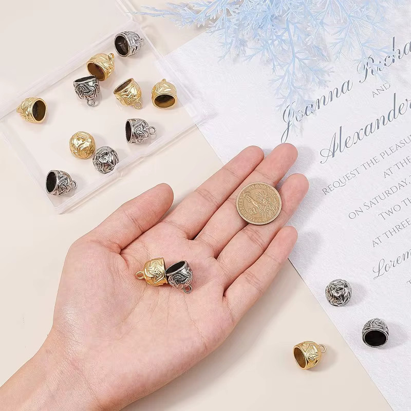Metallschnur-Endkappen mit Schlaufe, Gold, Silber, 16 Stück - Bild 3