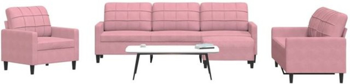 4-tlg. moderne Sofagarnitur mit Kissen aus Samt in Rosa von Vidaxl - Bild 1