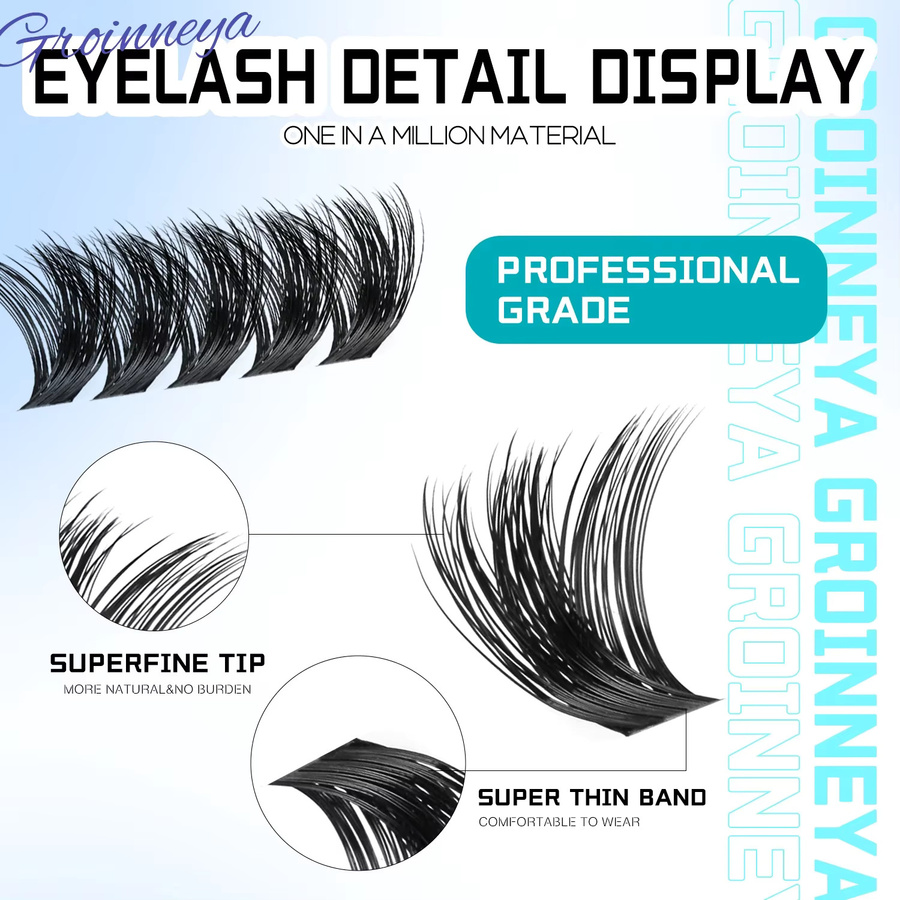GROINNEYA DIY Wimpern-Cluster-Set, Wispy-Volumen, gemischtes Tablett - Bild 4