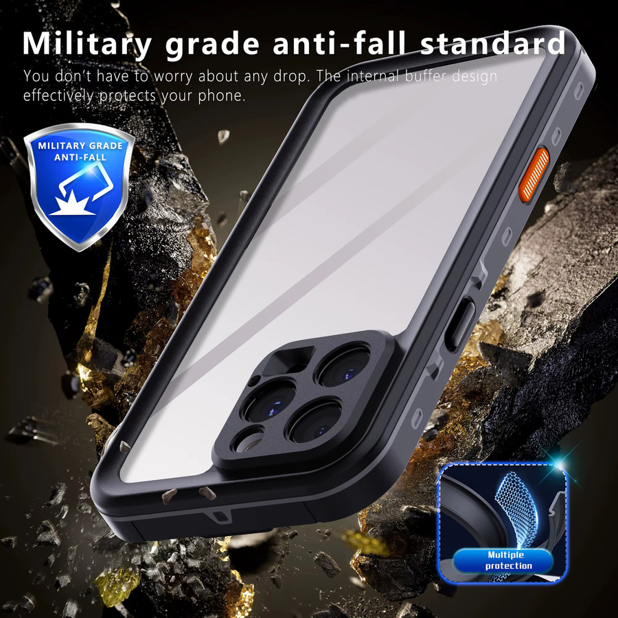 Shellbox Wasserdichte Handyhülle IP68 für iPhone 16 Pro Max, 15, 14, 13, 12, 11 in Schwarz, stoßfeste und staubdichte Ganzkörperhülle - Bild 7