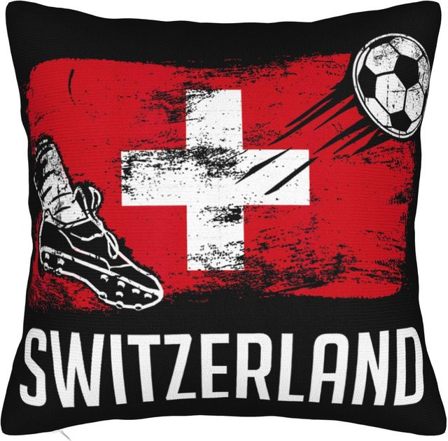 Dekorativer Kissenbezug mit Schweizer Flaggen-Print von JMG Clothing, Farbe Rot, B/B/H: 30 x 30 x 1 cm - Bild 1
