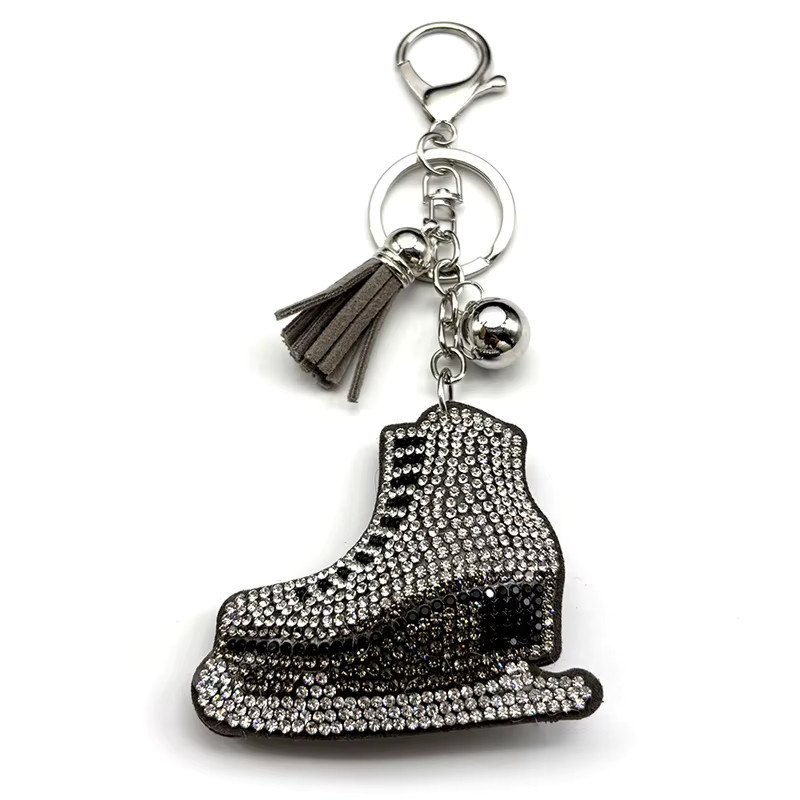 AFAWA Schlüsselanhänger Eiskunstlauf Schuhe, Silber, Messing, Kristall, Unisex - Bild 3