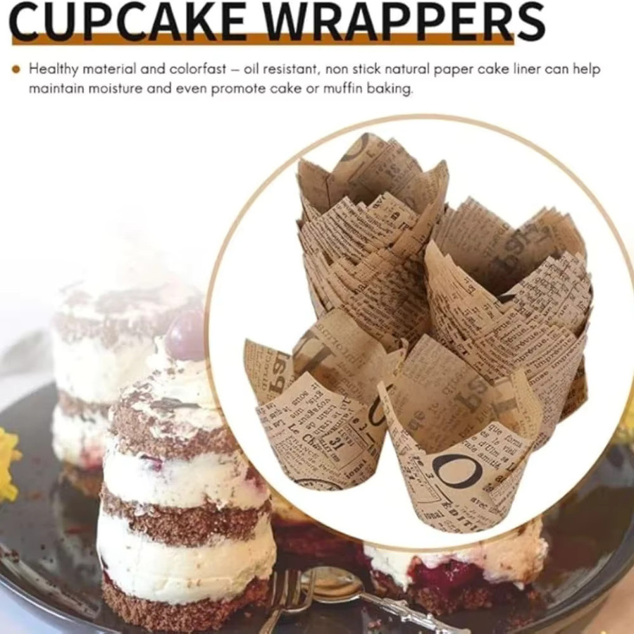 50 Stück FEB.WIND Cupcake-Förmchen aus Papier, rund, ölbeständig und hochtemperaturbeständig - Bild 2