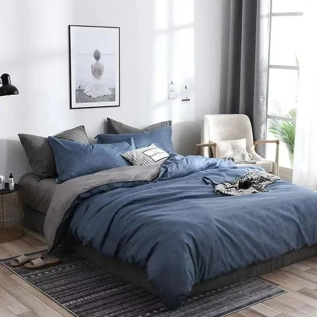 3-teiliges Bettwäsche-Set Bin Chi Textiles in Blau, bestehend aus einem Bettbezug und zwei Kissenbezügen, B/H: 135 x 200 cm - Bild 1