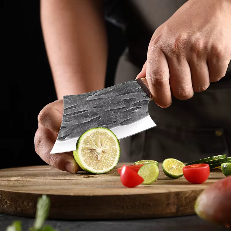 InLeung Hackmesser aus Edelstahl mit Holzgriff in Silber für Fleisch, Fisch und Gemüse - Bild 2