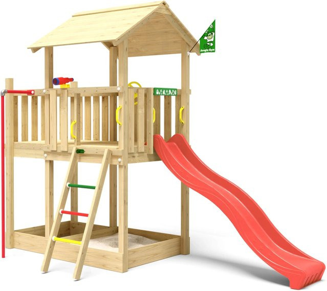 Marvel Jungle Gym Spielturm Holz mit Rutschstange und Rutsche Rot - Bild 1