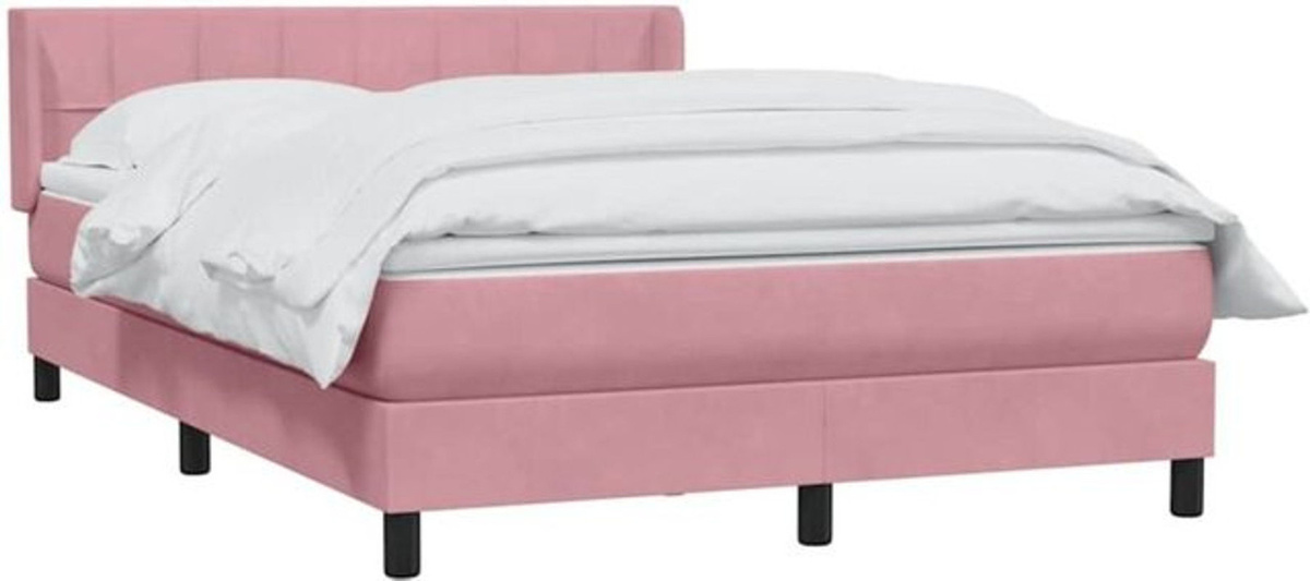 vidaxl Boxspringbett mit Matratze in Rosa und Weiß aus Samt, B/T/H: 160 x 220 x 78 cm - Bild 1