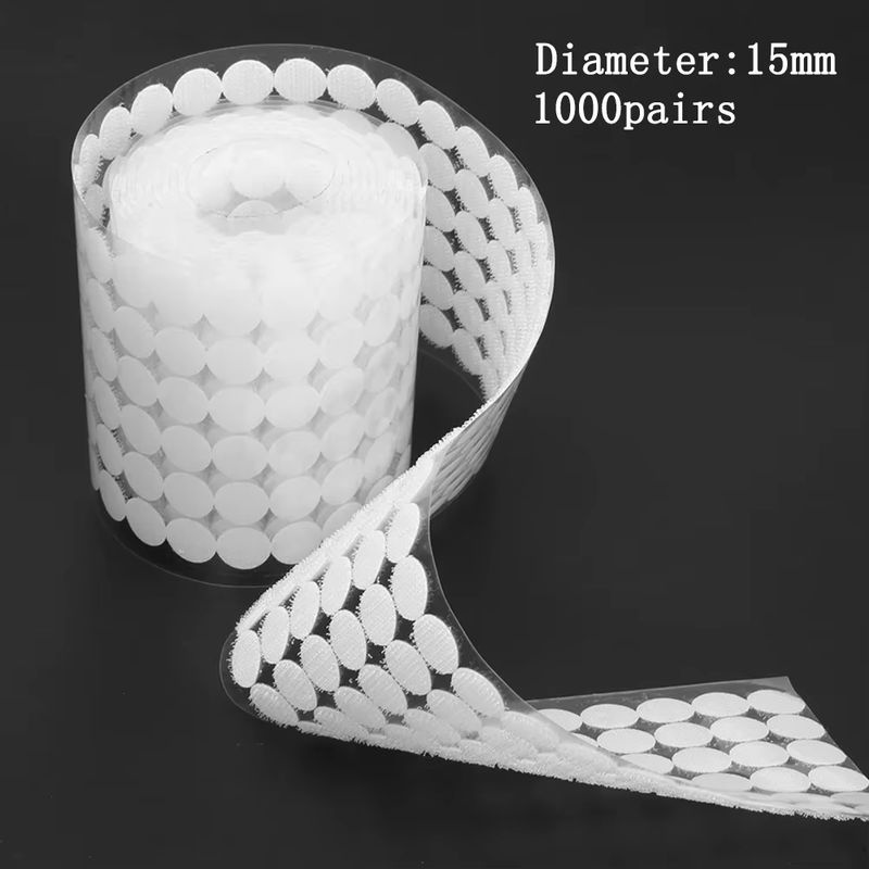 1000 Paar Shunmaii Klettband Punkte Aufkleber aus Nylon in Weiß, selbstklebend, rund, Durchmesser: 10 mm oder 15 mm - Bild 4