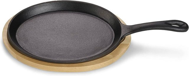 ECHTWERK Servierpfanne aus Gusseisen mit Emaille, Schwarz, Oval, L: 38 cm, B: 19 cm, H: 2 cm - Bild 1