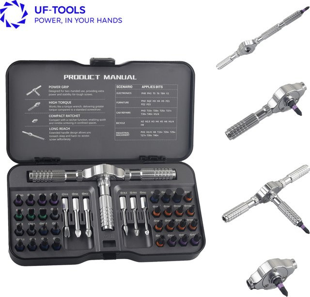 KING'SDUN 40-in-1 Ratschenschraubendreher-Set mit magnetischen Bits und abnehmbarem T-Griff als multifunktionales Mini-Reparatur-Werkzeug-Set - Bild 1