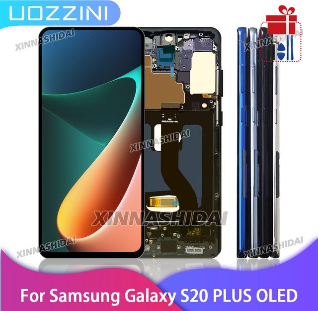 Samsung Galaxy S20 Plus OLED LCD Display mit Rahmen für G985F in Schwarz oder Blau - Bild 1