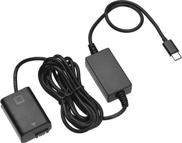 Andoer DC-Koppler Dummy-Batterie und USB-C Typ-C AC-Netzteilkabel für NP-FW50 in Schwarz - Bild 1