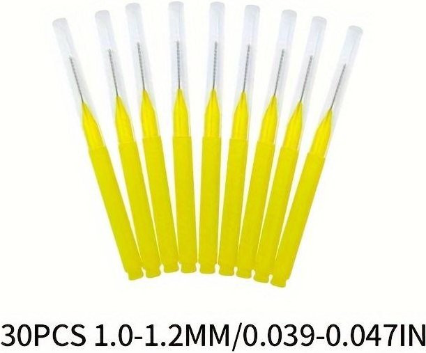 LChome Interdentalbürste, I-förmiger gerader Halter, 30 Stück, Gelb - Bild 1