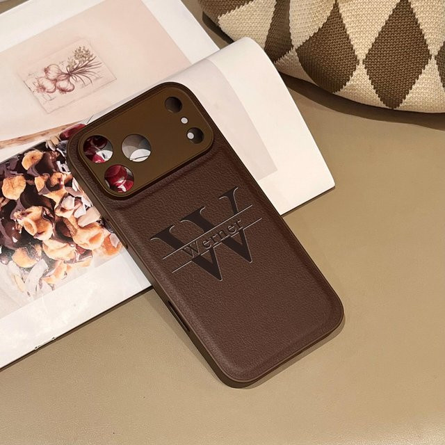 Personalisierte Handyhülle im Business-Stil für Apple iPhone 11 bis iPhone 17 Pro Max in Braun - Bild 1