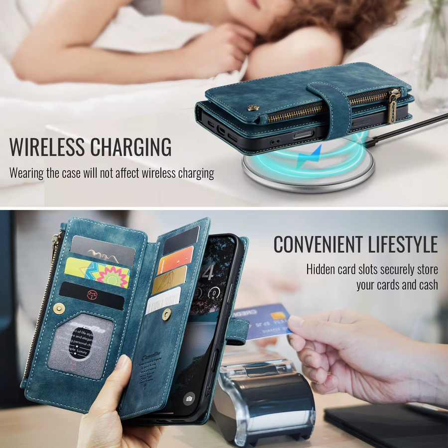 Premium Business Ledertasche als Wallet Card Flip Cover für Apple iPhone 17, 16, 15, 14, 13, 12, 11 Pro Max Plus und Mini in Schwarz oder Blau - Bild 5