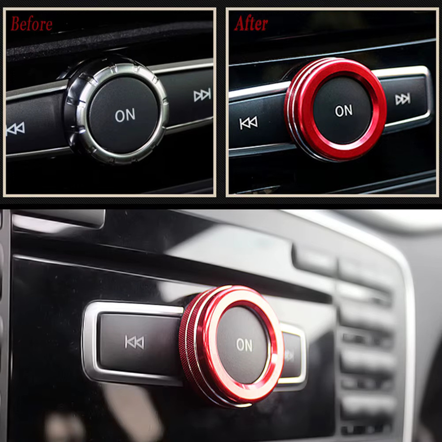 Beinuli Auto Lautstärkeregler Dekoration Ring Aufkleber für Mercedes Benz A B Klasse GLK GLA CLA GLE ML GL MB W176 W246 C117 AMG - Bild 3