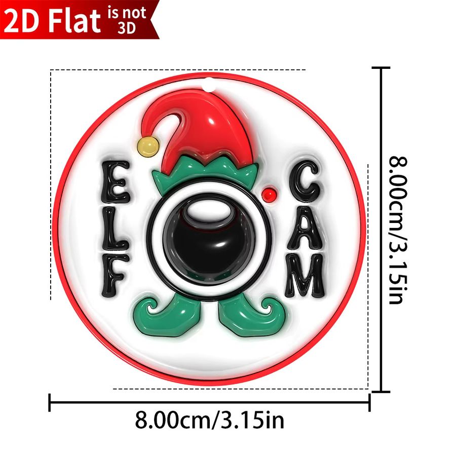 DUTRIEUX Weihnachtsschmuck Elfenkamera aus Acryl mit rotem Band, 2D flacher Baumschmuck für deine Weihnachtsdekoration - Bild 4