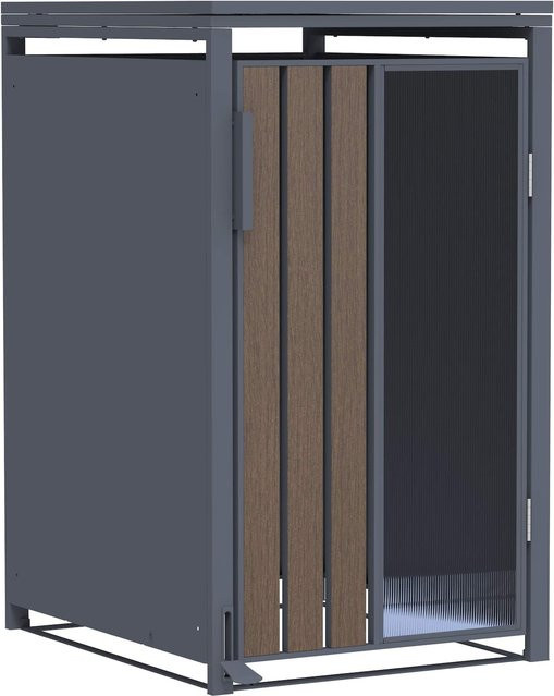 FM-SOLAR Mülltonnenbox in Holzoptik mit Plexiglas für 1 Mülltonne 240L, Farbe: Anthrazit/Braun, B/T/H: 68 x 80 x 116 cm - Bild 1