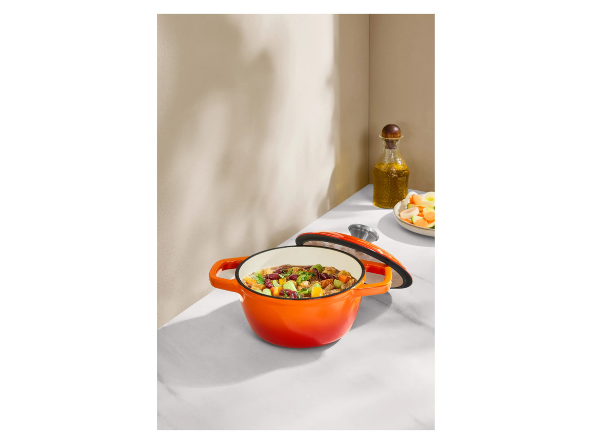 SILVERCREST Premium Gusseisentopf mit Emaille, Orange, Ø 16 cm - Bild 2