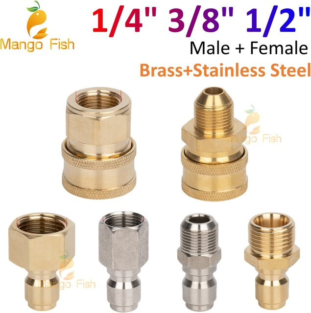 Kupfer Schnellkupplung Adapter Set für Hochdruckreiniger und Gartenschläuche in Gold - Bild 1