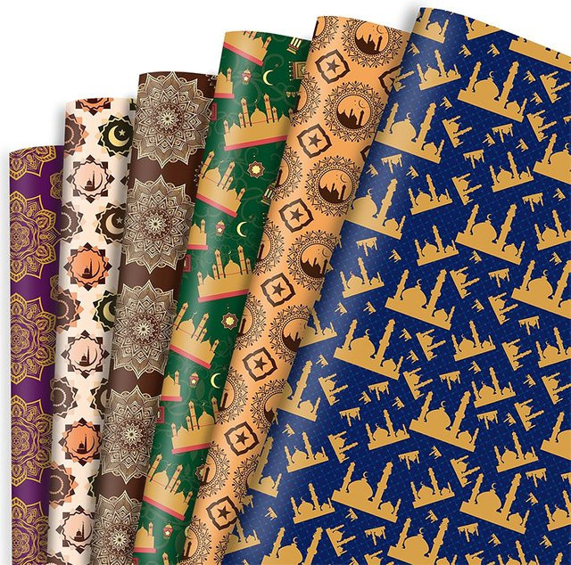 6er-Set Ramadan Geschenkpapier in Mehrfarben für deine Geschenkverpackung - Bild 1