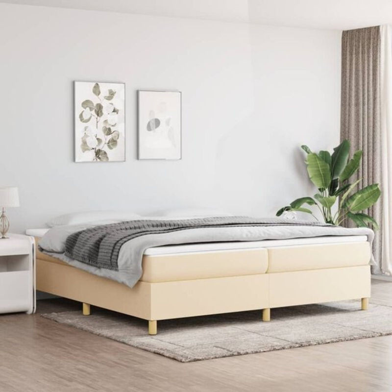 vidaxl Boxspringbett aus Stoff und Holzwerkstoff in Beige B/T/H: 200 x 200 x 35 cm - Bild 1