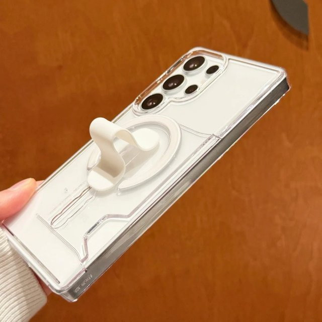 Magnetische MagSafe Handyhülle für Samsung S26 S25 S24 Plus Ultra mit transparentem Kartenhalter und stoßfestem Schutz in Blau - Bild 1