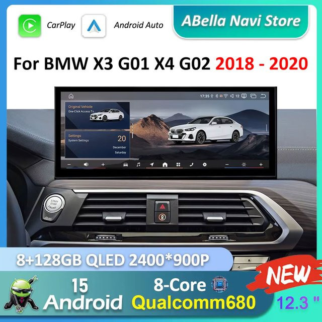 LIARO-NAVI Android Multimedia-Player mit 12,3 Zoll Display für BMW X3 G01 und X4 G02 (2018 - 2020), Farbe: Schwarz, inklusive GPS, WiFi und Bluetooth - Bild 1