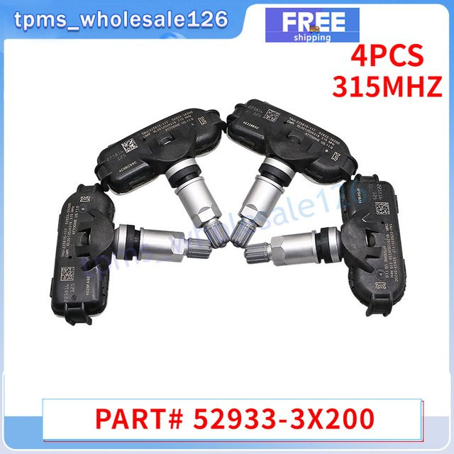 GANGLE Reifendruckkontrollsensor Set für Hyundai Elantra und Kia Rio, 4 Stück, Schwarz, 315 MHz, 52933-3x200 52933-3x000 - Bild 1