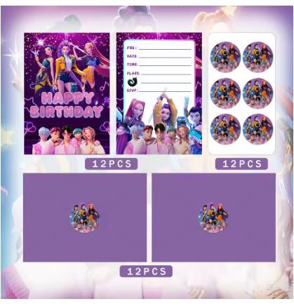 Yiran Toy KPop Dämonenjäger Geburtstagsparty Einladungskarten für Kinder in Blau - Bild 4