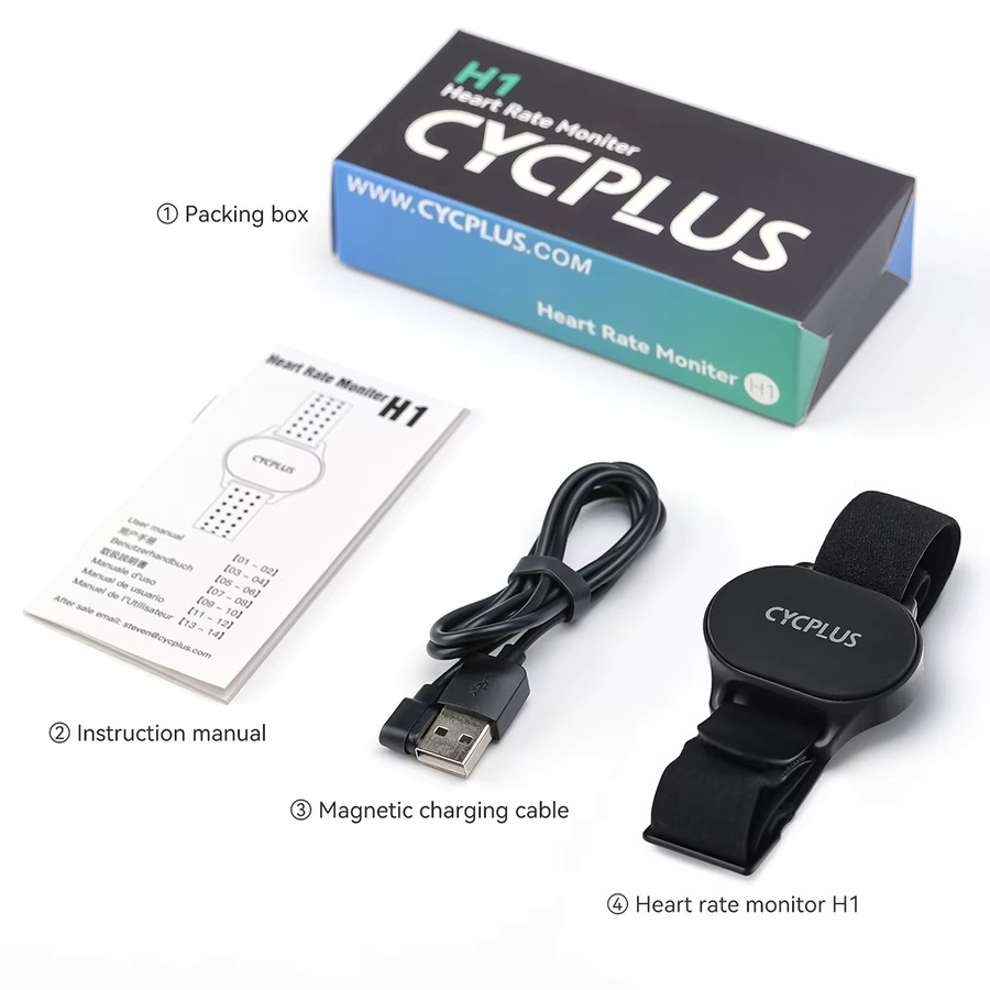 CYCPLUS Herzfrequenzsensor Armband in Schwarz mit Bluetooth und ANT+ für Garmin Wahoo GPS Fahrradcomputer - Bild 5