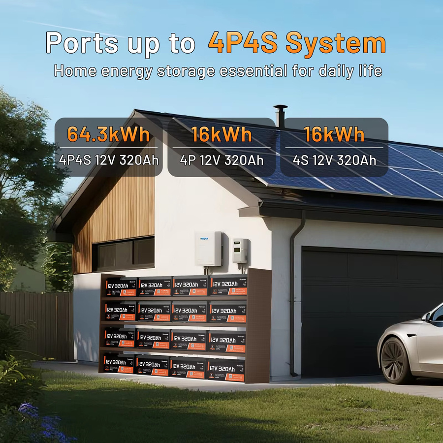 Humsienk LiFePO4 Batterie 12V 300Ah (320Ah) mit Bluetooth und 250A BMS in Schwarz - Bild 5