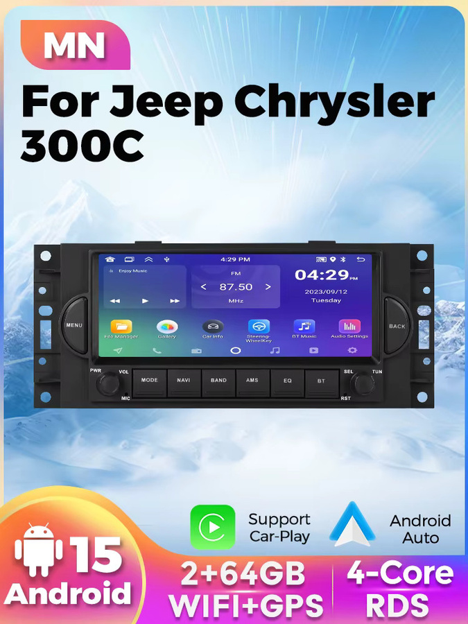 NAVIFANS Android 15 Multimedia-Autoradio mit 64 GB in Schwarz für Jeep Grand Cherokee, Commander, Wrangler, Dodge Patriot und Chrysler Journey - Bild 6