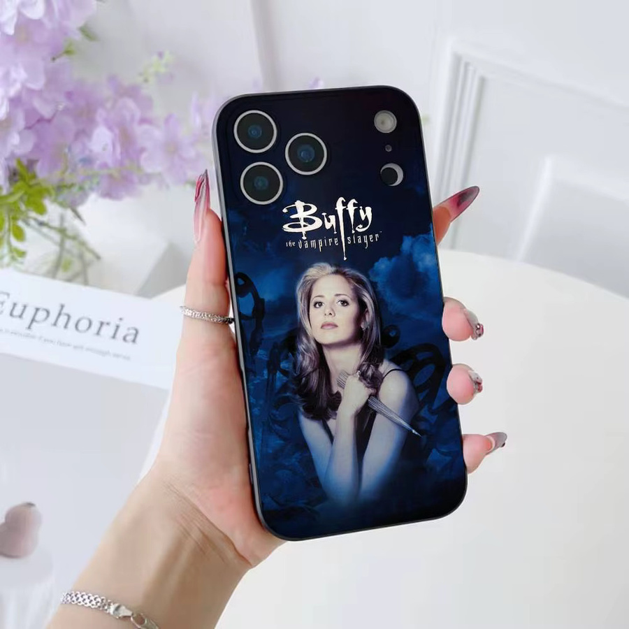 B-Buffy The Vampire Slayer Handyhülle aus weichem Silikon für iPhone 17 16 15 14 13 12 11 Pro Max Plus Air Mini in Schwarz - Bild 2
